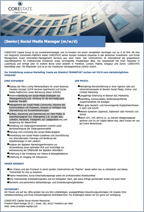 Vacancy (Senior) Social Media Manager